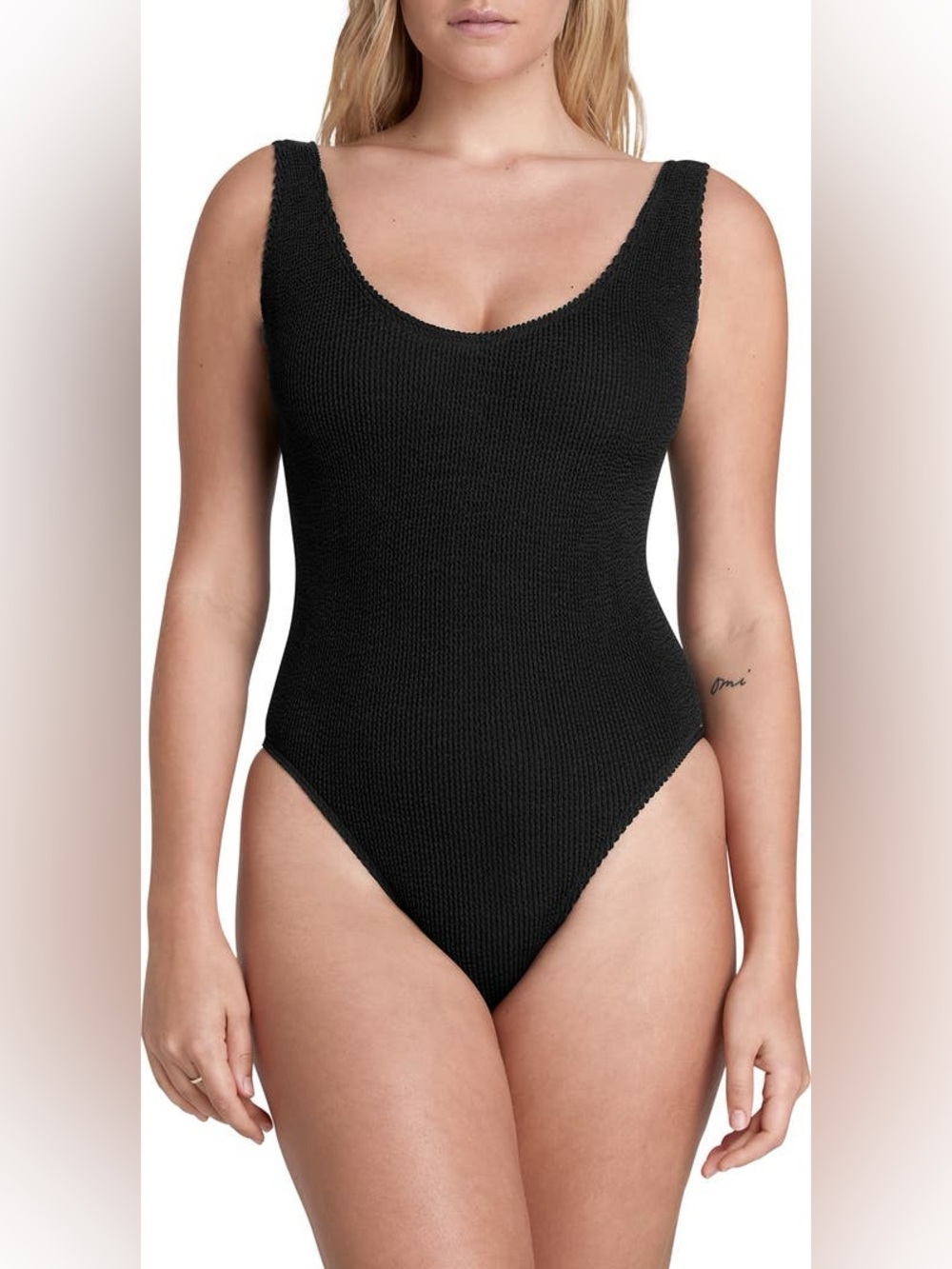 bond-eye Black Textured One-Piece Swimsuit